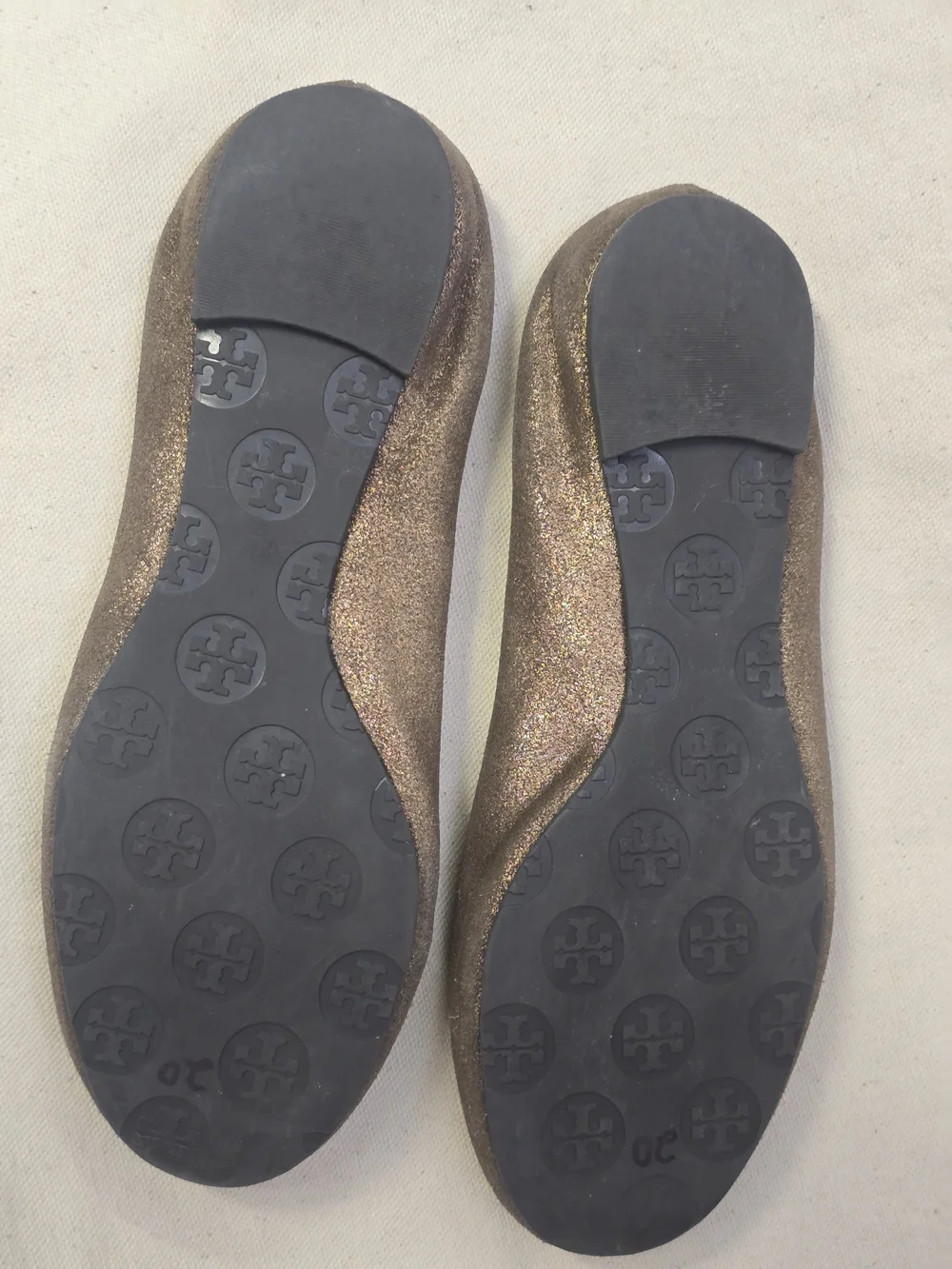 Tory Burch Metallic Brown Reva Logo Ballet Flats